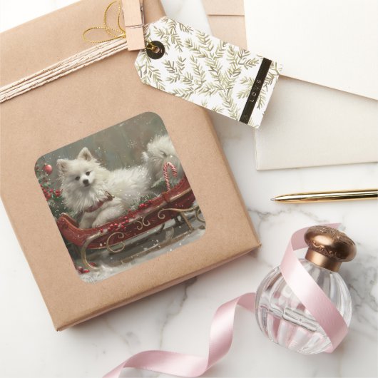 アメリカンエスキモドッグクリスマスフェスティバル スクエアシール (ギフト)