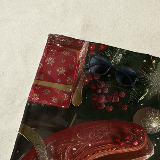 アメリカンエスキモドッグクリスマスフェスティバル ビーチタオル (インサイチュ)