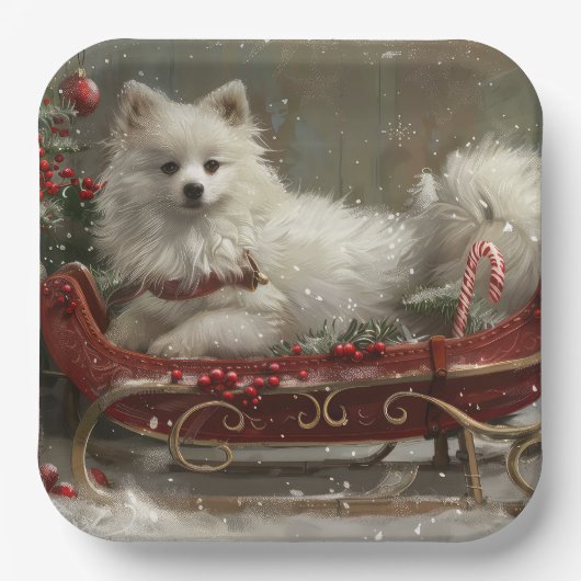 アメリカンエスキモドッグクリスマスフェスティバル ペーパープレート (正面)