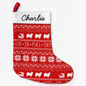 アメリカンエスキモドッグスクリスマスエスキズホリデー スモールクリスマスストッキング (正面)