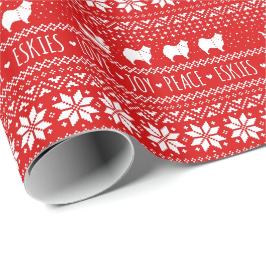 アメリカンエスキモドッグスクリスマスエスキズホリデー ラッピングペーパー (ロールコーナー)