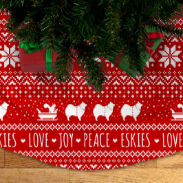 アメリカンエスキモドッグスクリスマスエスキーホリデー ブラッシュドポリエステルツリースカート