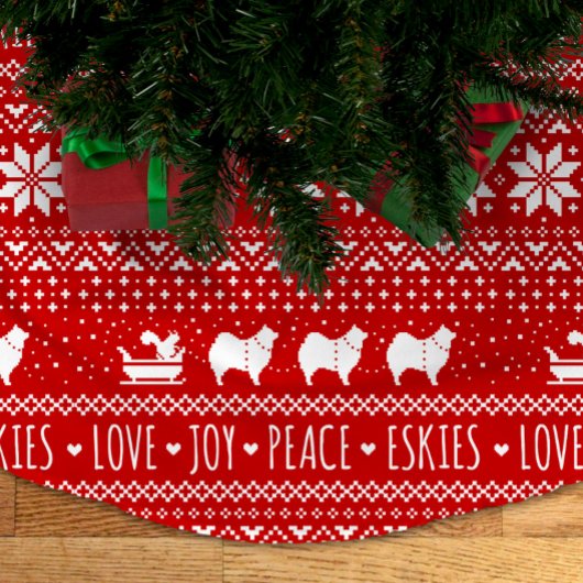 アメリカンエスキモドッグスクリスマスエスキーホリデー ブラッシュドポリエステルツリースカート