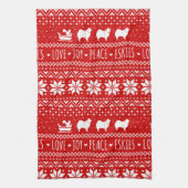 アメリカンエスキモドッグズクリスマスエスキーズホリデー キッチンタオル (縦)