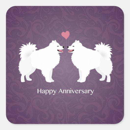 アメリカンエスキモドッグハッピーアニバーサリーデザイン スクエアシール (正面)