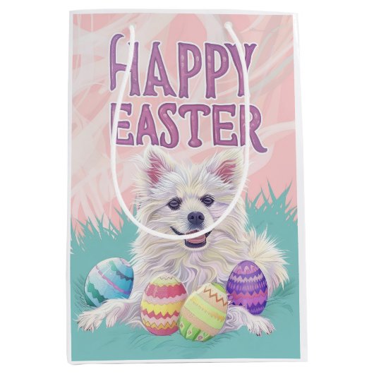 アメリカンエスキモドッグハッピーイースター ミディアムペーパーバッグ (正面)