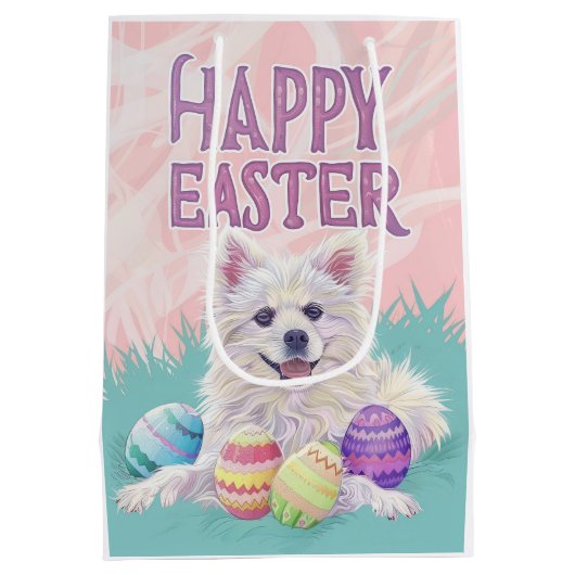 アメリカンエスキモドッグハッピーイースター ミディアムペーパーバッグ (裏面)