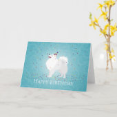 アメリカンエスキモドッグハッピーバースデーデザイン カード (黄色い花)