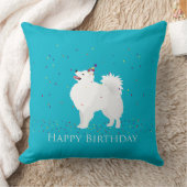 アメリカンエスキモドッグハッピーバースデーデザイン クッション (ブランケット)