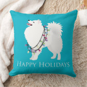 アメリカンエスキモドッグハッピーホリデーズデザイン クッション (ブランケット)