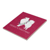 アメリカンエスキモドッグメリークリスマスデザイン タイル (側面)