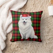 アメリカンエスキモドッグレッドプレイドクリスマスホリデー クッション (ブランケット)