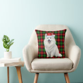 アメリカンエスキモドッグレッドプレイドクリスマスホリデー クッション (椅子)