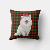アメリカンエスキモドッグレッドプレイドクリスマスホリデー クッション (裏面)