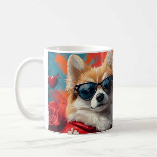 アメリカンエスキモハートバラバレンタインデー コーヒーマグカップ (左)