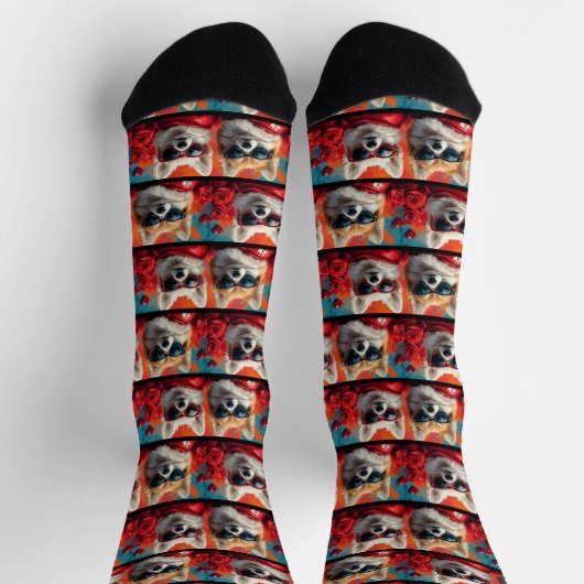 アメリカンエスキモハートバラバレンタインデー ソックス (上部)