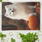 アメリカンエスキモパピー秋デライトカボチャ キッチンタオル (折り畳み)