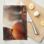 アメリカンエスキモパピー秋デライトカボチャ キッチンタオル (四つ折り)