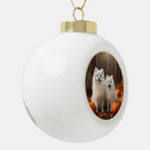 アメリカンエスキモパピー秋デライトカボチャ セラミックボールオーナメント (左)