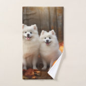 アメリカンエスキモパピー秋デライトカボチャ バスタオルセット (ハンドタオル)