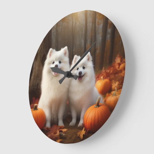 アメリカンエスキモパピー秋デライトカボチャ ラージ壁時計 (傾斜)