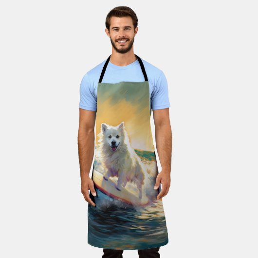 アメリカンエスキモビーチサーフィン絵画ズ エプロン (着用した状態)