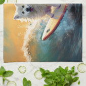 アメリカンエスキモビーチサーフィン絵画ズ キッチンタオル (折り畳み)