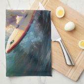 アメリカンエスキモビーチサーフィン絵画ズ キッチンタオル (四つ折り)