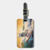 アメリカンエスキモビーチサーフィン絵画ズ ラゲッジタグ (正面縦)