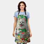 アメリカンエスキモホリデーベーキング:フェスティバルクリスマス エプロン (着用した状態)