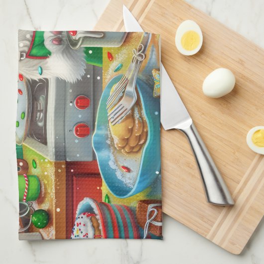 アメリカンエスキモホリデーベーキング:フェスティバルクリスマス キッチンタオル (四つ折り)