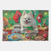 アメリカンエスキモホリデーベーキング:フェスティバルクリスマス キッチンタオル (横)