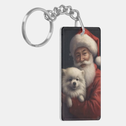 アメリカンエスキモーとサンタクロースフェスティバルクリスマス キーホルダー (正面左)