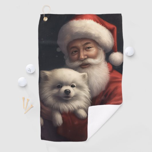アメリカンエスキモーとサンタクロースフェスティバルクリスマス ゴルフタオル (インサイチュ)