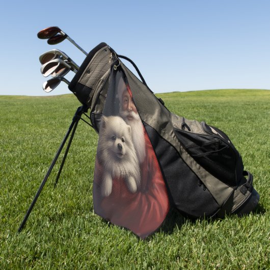 アメリカンエスキモーとサンタクロースフェスティバルクリスマス ゴルフタオル (グリーン)