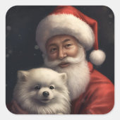 アメリカンエスキモーとサンタクロースフェスティバルクリスマス スクエアシール (正面)