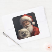 アメリカンエスキモーとサンタクロースフェスティバルクリスマス スクエアシール (封筒)