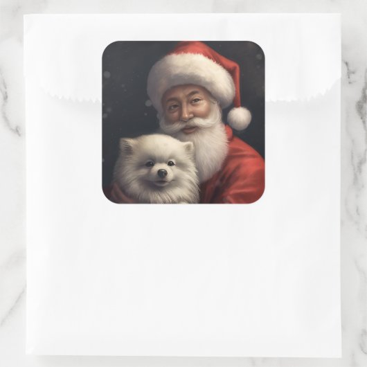 アメリカンエスキモーとサンタクロースフェスティバルクリスマス スクエアシール (バッグ)