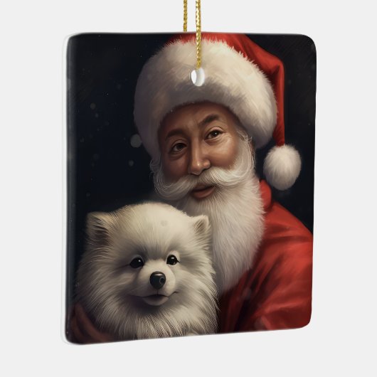 アメリカンエスキモーとサンタクロースフェスティバルクリスマス セラミックオーナメント (右)