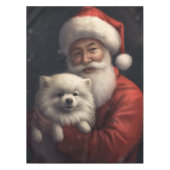 アメリカンエスキモーとサンタクロースフェスティバルクリスマス テーブルクロス (正面)