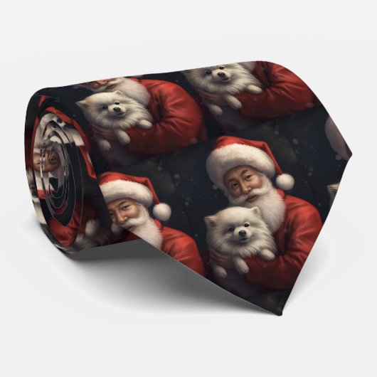 アメリカンエスキモーとサンタクロースフェスティバルクリスマス ネクタイ (ロール)