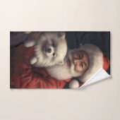 アメリカンエスキモーとサンタクロースフェスティバルクリスマス バスタオルセット (ハンドタオル)