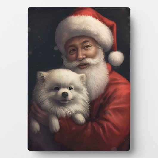 アメリカンエスキモーとサンタクロースフェスティバルクリスマス フォトプラーク (正面)