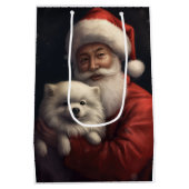 アメリカンエスキモーとサンタクロースフェスティバルクリスマス ミディアムペーパーバッグ (裏面)