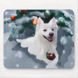 アメリカンエスキモー犬のクリスマス マウスパッド