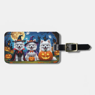 アメリカンエスキモー犬のハロウィンカボチャおもしろ画像 ラゲッジタグ
