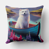 アメリカンエスキモー犬のパドル：風光明媚な冒険 クッション (裏面)