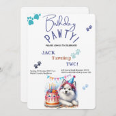 アメリカンエスキモー犬の誕生日パーティー 招待状 (正面/裏面)