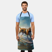 アメリカンエングリホクハウンドビーチ絵画サーフィン エプロン (着用した状態)
