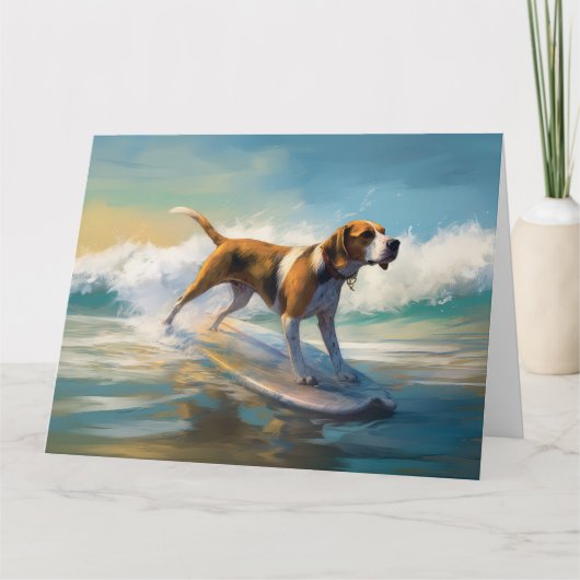 アメリカンエングリホクハウンドビーチ絵画サーフィン カード (正面)